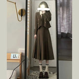 Fongt 2024 New Student Temperament, Blazer, Tie, Shirt, Pleated Skirt, Three-Piece Set-Outfit