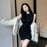 Fongt Warm Dress New Summer Body Sexy White Knitted Korean Version Of Waistless Sleeveless Bottom
