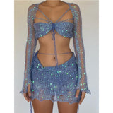 Lace Up Crochet Knit Two Piece Set-Outfit