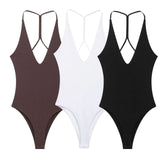 Fongt Elastic Sling Jumpsuit 2025 Spring Repair Solid Color Dew V-Neck Short Jumpsuit