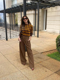 Brown N Yellow Diamond Printed Sweater-Outfit