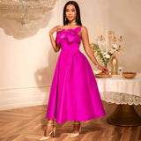 Fongt Sling Three-Dimensional Floral Dress Banquet High-Waist A-Word Swing Pony Dress Dresses