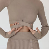 Fongt And Winter 2023 Explosion Of The Hobling Sweater 100 Folded Skirt Tied With Woolen Suit