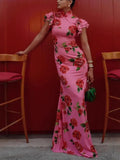 Fongt Women's New Sleeveless Casual Print Dress National Style Chinese Cheongsam 8069