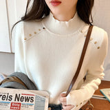 Sense Super Good-Looking Inside Take Autumn Winter Half High Collar Bottom Shirt Winter 2023 New Add Wool Coat Female Cover-Outfit