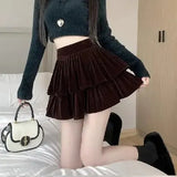 Velvet Layered Mini Skirts-Outfit