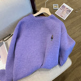 purple thick sweater loose new retro niche knitted top