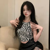 Stripe Backless Top Summer American Style Women's Camisole Short-Outfit