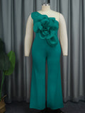 Fongt Single Shoulder Collar Sleeveless Jumpsuit Fashion Three-Dimensional Flower Jumpsuit Jumpsui