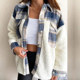 Fongt New Collared Leopard Print Plush Stitching Color Warm Long-Sleeved Autumn And Winter Shirt Jacket