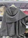 Fongt Women's Autumn New Asymmetric Scarf Short Loose Knit Coat