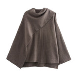 Fongt New Women's Dress With Asymmetrical Scarf Short Knitted Coat