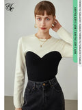 2021 Sweaters For Women Fake Two-piece Sweater Women Temperament Stitching Pullover Female Slim-fit Long-sleeved