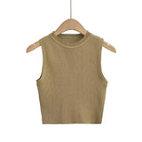 Fongt Summer New Top Sleeveless Short Knitted Vest Female C83614