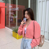 Pink Cardigans Sweater Korean Loose Single Breasted Knit Cardigan Knitwear Winter Jacket Coat