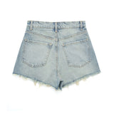 Spring Style High-Waisted Denim Shorts Decorated With Holes 2569073-Outfit