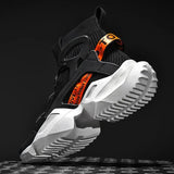 Men Sneakers High Top Sock Shoes Breathable Sports Walking Shoes Thick Bottom Men Casual Shoes Large Size 39-46-Outfit