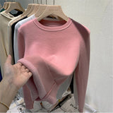 Winter Sweater Women Thicken Warm Knit Pullover Soft Plush Fleece Lined Sueter O-neck Malhas Tops New Slim Knitwear