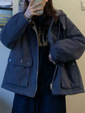 solid color reversible jacket with hood and
