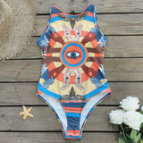Swimsuit2025 New Conjoined Bikini Personality Abstract Print Swimsuit Women