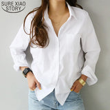 Shirts and Blouses 2022 Feminine Blouse Top Long Sleeve Casual White Turn-down Collar OL Style Women Loose Blouses 3496