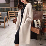 Autumn And Winter New Women's Sweater Long Coat Temperament Pure Color Outside The Shawl Sweater-Outfit