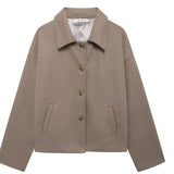 Fongt Women's Clothing Explosion Collar Button Loose Coat