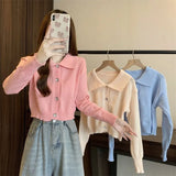 Small Fresh Blue Knitted Cardigan Girl Spring Small Loose Outer Sweater Gentle Wind