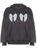 Street Bow Print Drawstring Oversized Hoodie-Outfit