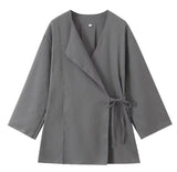 Fongt Women's INS Burst Linen And Cross-Coat Fashion Trousers Set
