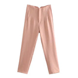 Trousers Slimming Solid Color Pleating Formal
