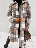 Style Women's Wear Station Plaid Print Long Sleeve Thin Long Coat-Outfit