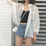 Fongt Summer Sunscreen Women's Korean Version Of Loose BF With Ultra-Thin Open-Shirt Long-Sleeved Shirt Short Coat Student
