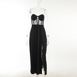 Fongt Knitted Tective Waist Open Skirt Woman Summer Sexy Black