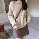 Style Autumn And Winter Style "Lazy Wind" Advanced Feeling With Minority Loose Soft Waxy Sweater Jacket Women's Knitted Cardigan-Outfit