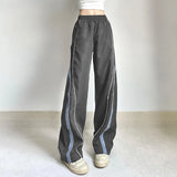 Winter New 2023 Women's Wear High Waist, Thin, Loose, Casual Color Stripe Design Woven Trousers-Outfit