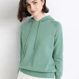 Candy Colors Hooded Sweaters Women's Casual Loose Green Solid Knitted Jumper Oversized Bottoming Pullover Blue Knitwear