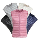 2024 Women's Light Down Vest Women's Vest Korean Version Sleeveless Round Collar Down Jacket Women's Plus Size Women's Jacket-Outfit
