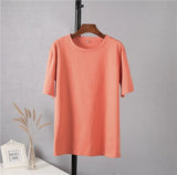 100% Cotton Oversized T Shirt Women Harajuku Basic Loose Short Sleeve Tees Soft Female Solid Tops Khaki Summer