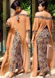 Long Maxi Dress Women's Leopard Slash Neck Off The Shoulder Backless Daily Evening Party Dress African Dresses For