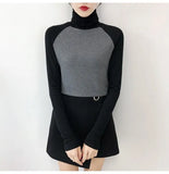 Solid Bottoming t Shirt Women Spring Autumn Tee Shirts Korean Turtleneck Slim Long Sleeve Black White T-shirts 90s tops