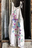 Summer Slub Linen Vintage Print Wide