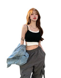 Fongt Girl Sports Slings Small Vest Women Wear In The Summer Inside The Bottom Of The Chest Design Small Fake Two-Piece
