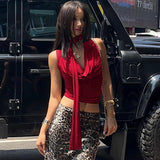 Deep Neck Draped Top-Outfit