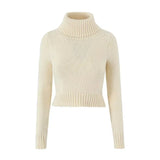 Knitted High Neck Long Sleeve Top And Mini Skirt Set-Outfit