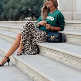 Fongt Women's Dress Skirt Leopard Print Skirt Tight Waist A-Skirt 8091