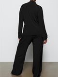 Long Sleeve Button Down Ribbed Knit Pajamas Set-Outfit