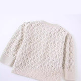 Spring Artificial Jewelry Button Decoration Round Neck Knitted Coat 5802117-Outfit