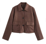 Fongt Women's Clothing Explosion Fashion With Old Money Velvet Leather Short Coat