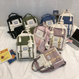 Korea Backpack Women Large Capacity School Backpack Tote Rucksack for Girls Fashion Patchwork Panelled Laptop Travel